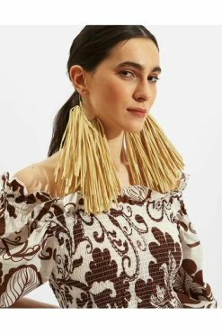 Korting 🔥 La DoubleJ Oorbellen Fringe Earrings Beige ⭐